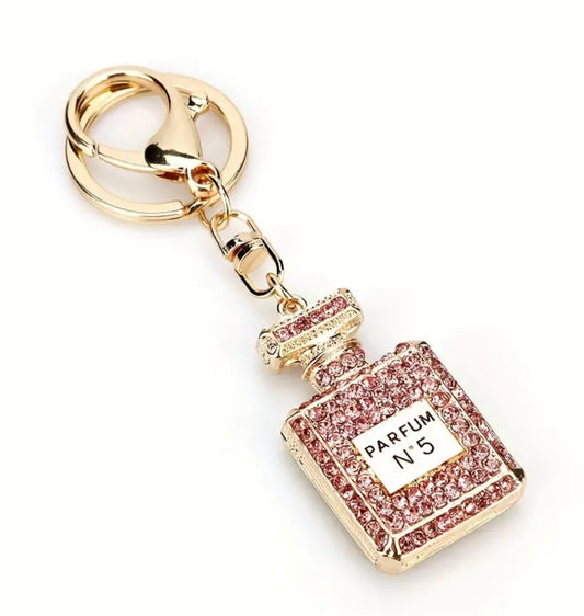 Glam Perfume Bottle Keychain Pink